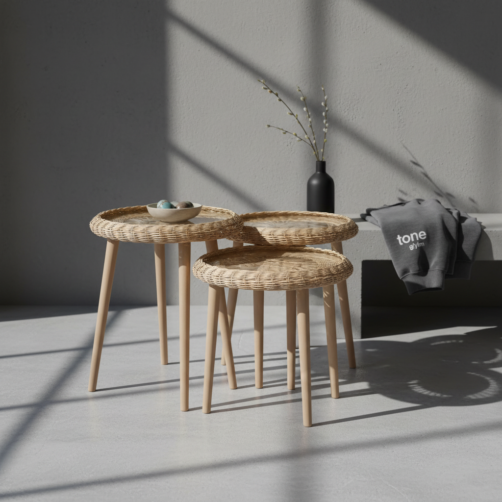 Rattan Bambu Sehpa 4 Ayaklı (El Yapımı)